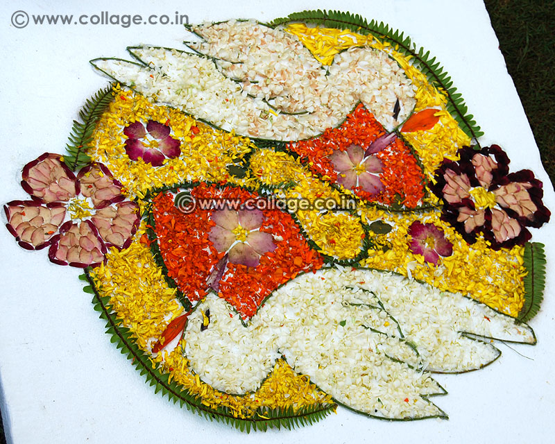 Flower bird collage